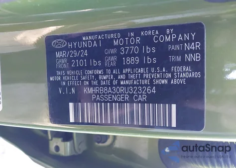 2024 Hyundai Venue Se z USA, uszkodzony, nr VIN KMHRB8A30RU323264